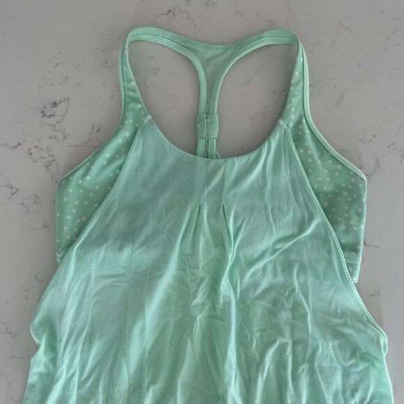 Lululemon Practice Freely Tank Top Polka Dot Mint Green + White Sz 6 - Picture 2 of 10